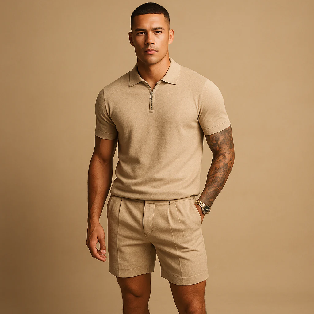 Streetwear set met overhemd en short voor heren | Bram - Afbeelding 4