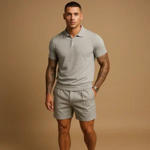 Streetwear set met overhemd en short voor heren | Bram