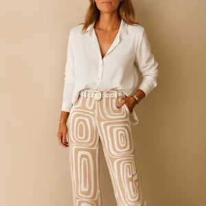 Tijdloze dames set met lange mouwen blouse en broek | Hannelore