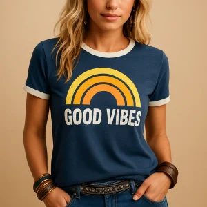 T-shirt met 'Good Vibes' print voor dames | Yvette