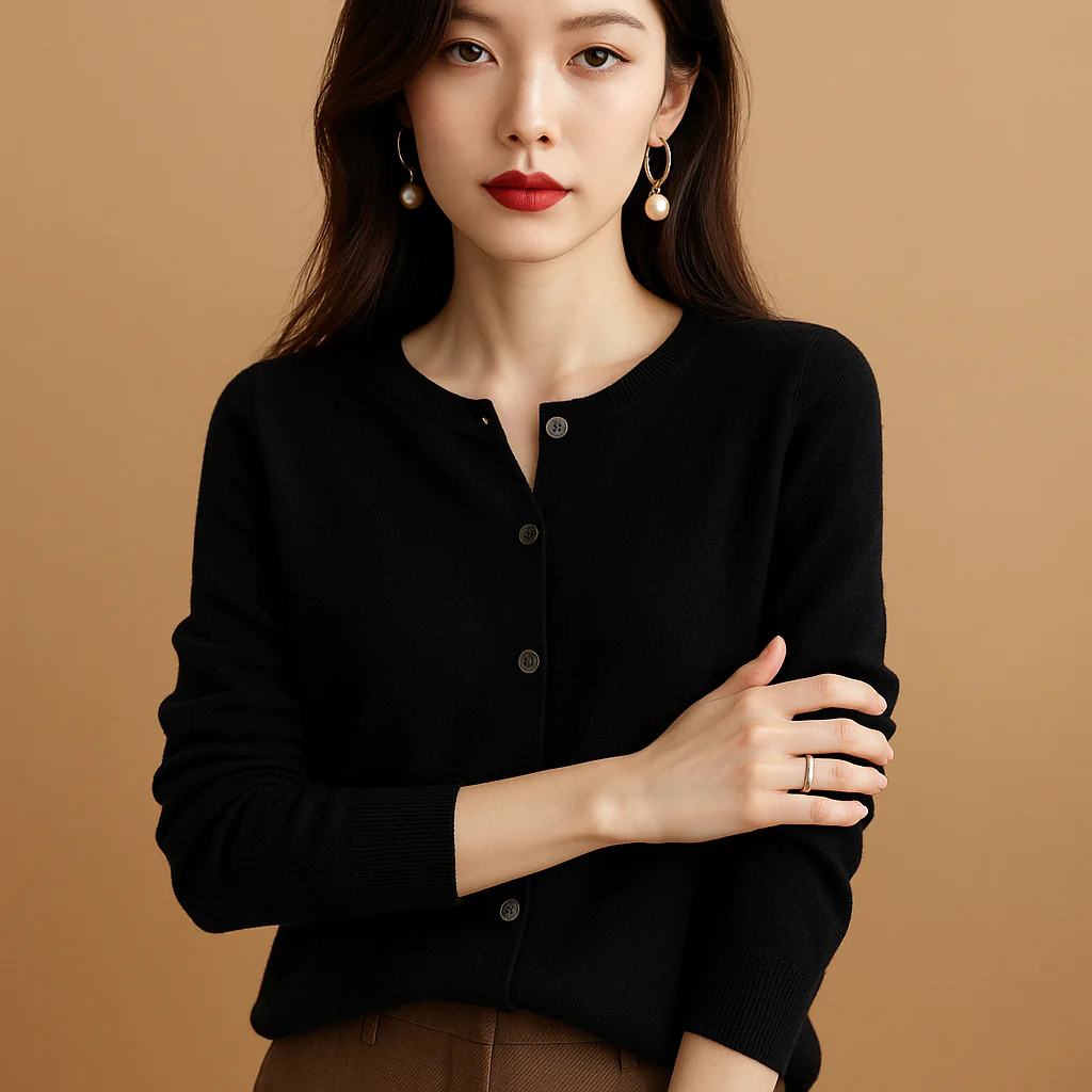 V-hals damescardigan met knopen en lange mouwen | Ilse - Afbeelding 5