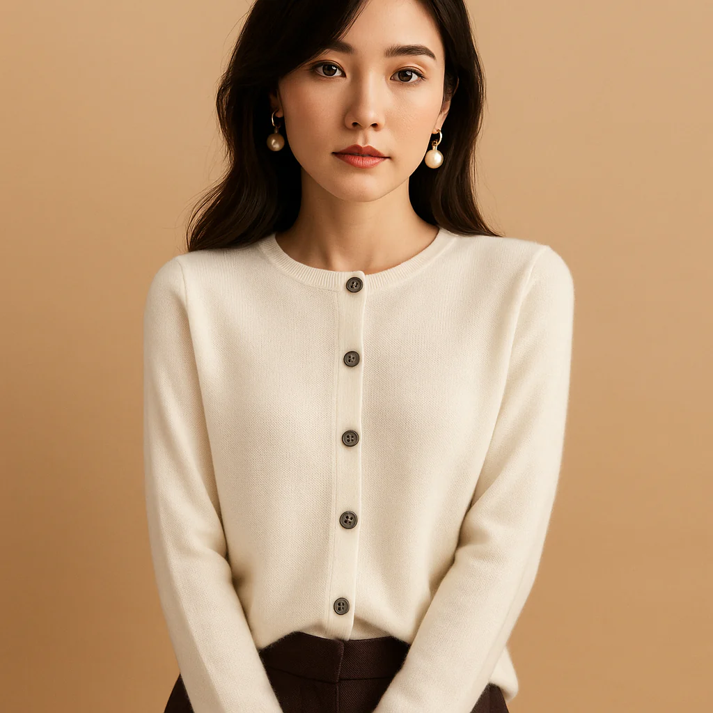 V-hals damescardigan met knopen en lange mouwen | Ilse - Afbeelding 4