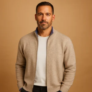 Vest met rits en gebreide kraag voor heren | Ruben