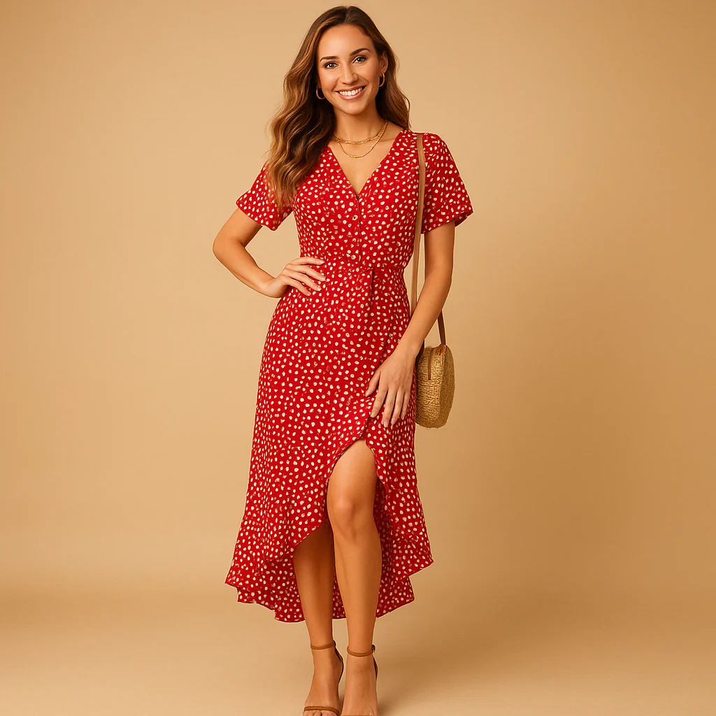 Wikkeljurk met speelse print voor dames | Mila - Afbeelding 6