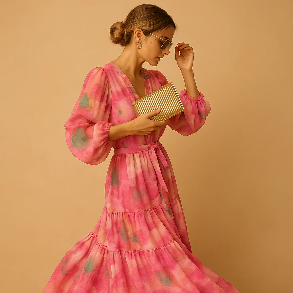 Lange zomerjurk met lange mouwen voor dames | Yara - Afbeelding 3