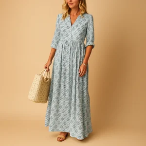 Zomerjurk tot op de knie met elegante pasvorm voor dames | Jolijn