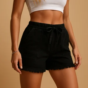 Zomerse denim short voor dames met flatterende pasvorm | Yara