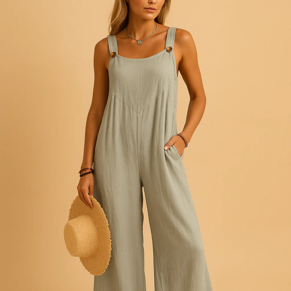 Zomerse jumpsuit met hoge taille en wijde pijpen voor dames | Yara - Afbeelding 5