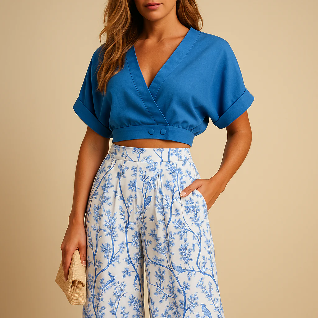 Zomerset met bloemenprint en wijde broek voor dames | Naleya - Afbeelding 4