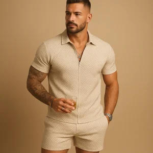 Zomers set met T-shirt en short met rits voor heren | Niels